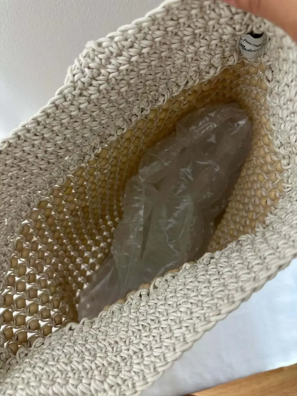 Madewell Beaded Crochet Tote Bag Beige